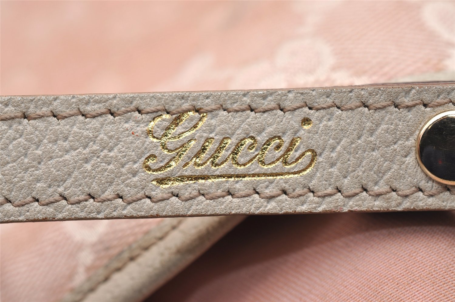 Authentic GUCCI Abbey Shoulder Tote Bag GG Canvas Leather 130736 Pink 0918I