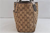 Authentic GUCCI Web Sherry Line Tote Bag GG Canvas Leather 145810 Brown 0919D