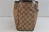 Authentic GUCCI Web Sherry Line Tote Bag GG Canvas Leather 145810 Brown 0919D