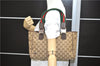 Authentic GUCCI Web Sherry Line Tote Bag GG Canvas Leather 145810 Brown 0919D