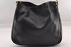 Authentic GUCCI Vintage Bamboo Shoulder Hand Bag Purse Leather Black 0921I