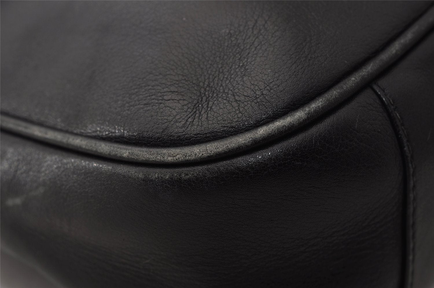 Authentic GUCCI Vintage Bamboo Shoulder Hand Bag Purse Leather Black 0921I