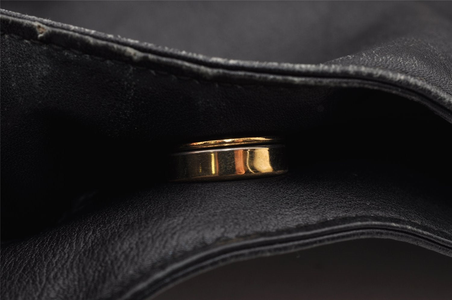 Authentic GUCCI Vintage Bamboo Shoulder Hand Bag Purse Leather Black 0921I