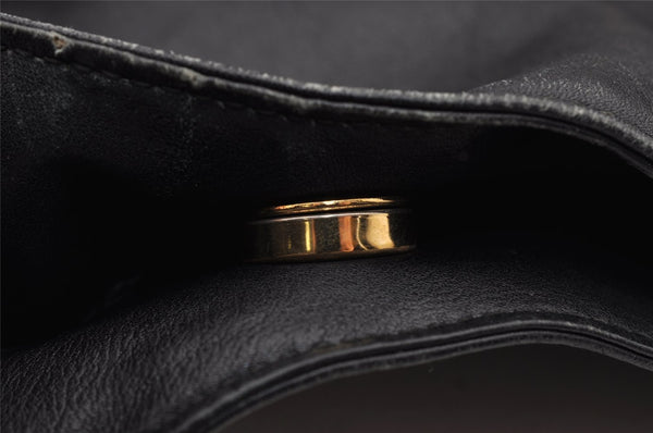 Authentic GUCCI Vintage Bamboo Shoulder Hand Bag Purse Leather Black 0921I