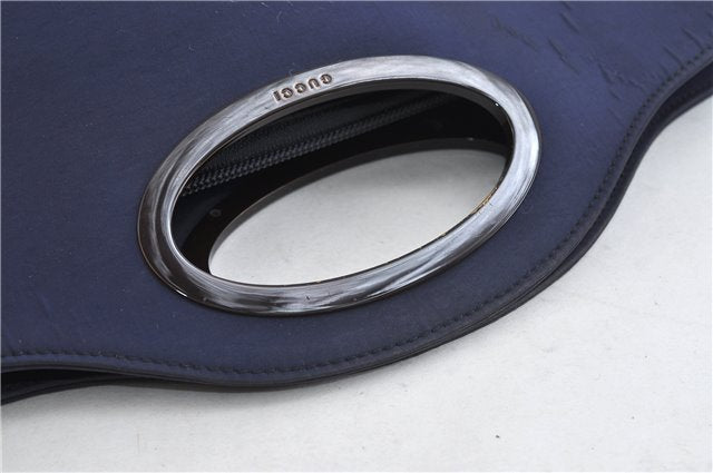 Authentic GUCCI Vintage Hand Bag Satin Blue 0922D