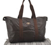 Authentic MARIO VALENTINO V Logo Travel Boston Bag PVC Leather Brown 0923I