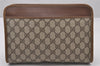 Authentic GUCCI Vintage Clutch Hand Bag Purse GG PVC Leather Brown 0926I