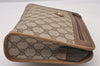 Authentic GUCCI Vintage Clutch Hand Bag Purse GG PVC Leather Brown 0926I