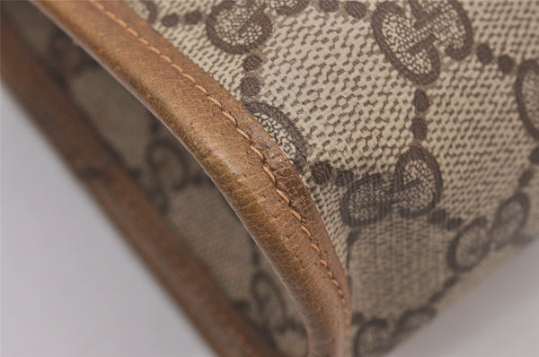 Authentic GUCCI Vintage Clutch Hand Bag Purse GG PVC Leather Brown 0926I