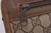 Authentic GUCCI Vintage Clutch Hand Bag Purse GG PVC Leather Brown 0926I
