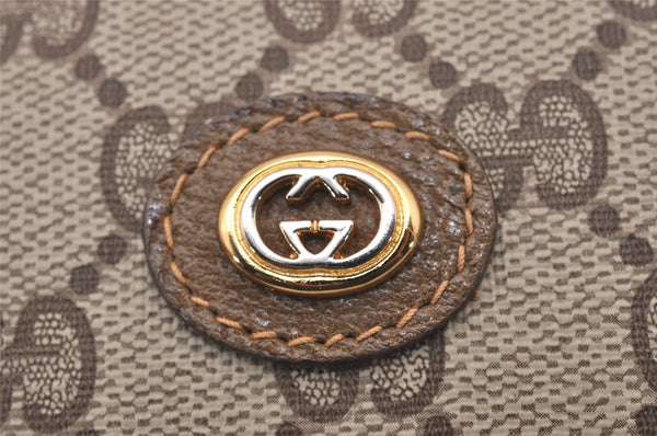Authentic GUCCI Vintage Clutch Hand Bag Purse GG PVC Leather Brown 0926I