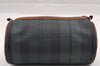 Authentic POLO Ralph Lauren Check Pattern PVC Leather Pouch Purse Green 0927I
