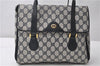 Authentic GUCCI Vintage Shoulder Hand Bag Purse GG PVC Leather Navy Blue 0928G