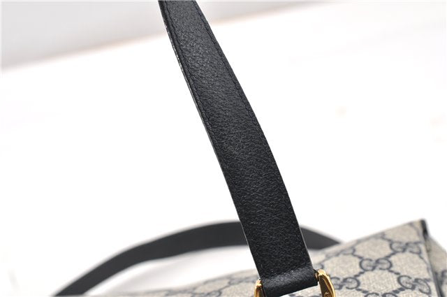 Authentic GUCCI Vintage Shoulder Hand Bag Purse GG PVC Leather Navy Blue 0928G