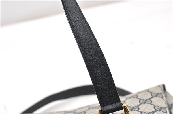 Authentic GUCCI Vintage Shoulder Hand Bag Purse GG PVC Leather Navy Blue 0928G