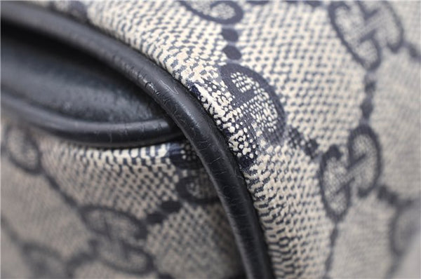 Authentic GUCCI Vintage Shoulder Hand Bag Purse GG PVC Leather Navy Blue 0928G