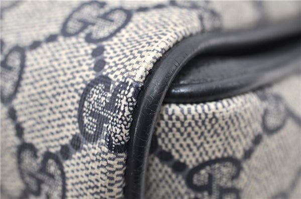 Authentic GUCCI Vintage Shoulder Hand Bag Purse GG PVC Leather Navy Blue 0928G