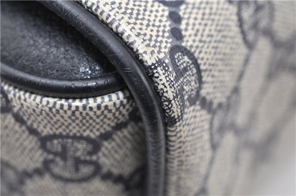 Authentic GUCCI Vintage Shoulder Hand Bag Purse GG PVC Leather Navy Blue 0928G