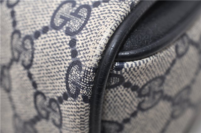 Authentic GUCCI Vintage Shoulder Hand Bag Purse GG PVC Leather Navy Blue 0928G