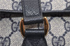 Authentic GUCCI Vintage Shoulder Hand Bag Purse GG PVC Leather Navy Blue 0928G