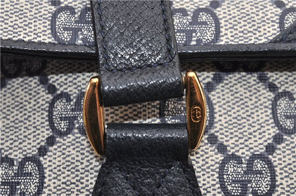 Authentic GUCCI Vintage Shoulder Hand Bag Purse GG PVC Leather Navy Blue 0928G