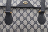 Authentic GUCCI Vintage Shoulder Hand Bag Purse GG PVC Leather Navy Blue 0928G