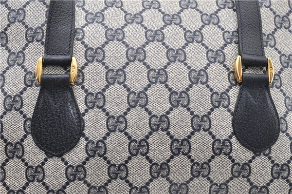 Authentic GUCCI Vintage Shoulder Hand Bag Purse GG PVC Leather Navy Blue 0928G