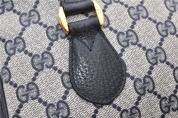Authentic GUCCI Vintage Shoulder Hand Bag Purse GG PVC Leather Navy Blue 0928G