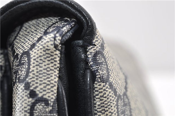 Authentic GUCCI Vintage Shoulder Hand Bag Purse GG PVC Leather Navy Blue 0928G