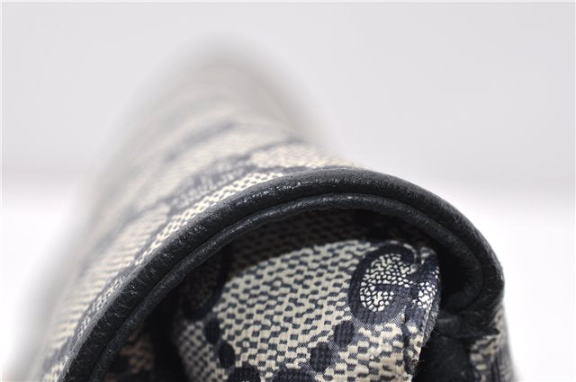 Authentic GUCCI Vintage Shoulder Hand Bag Purse GG PVC Leather Navy Blue 0928G