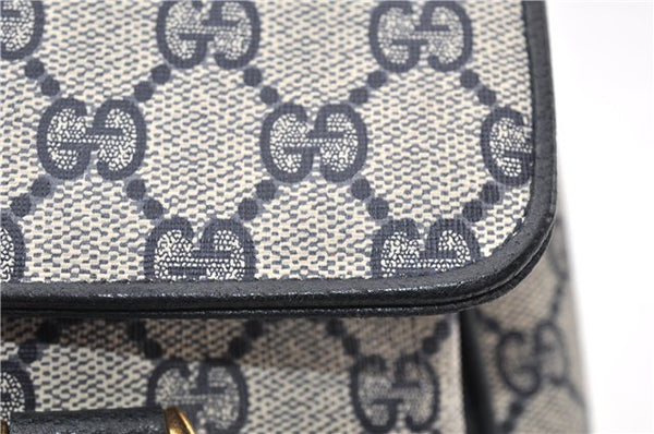 Authentic GUCCI Vintage Shoulder Hand Bag Purse GG PVC Leather Navy Blue 0928G