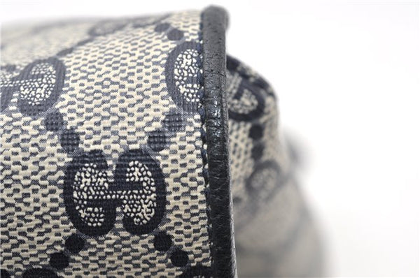 Authentic GUCCI Vintage Shoulder Hand Bag Purse GG PVC Leather Navy Blue 0928G