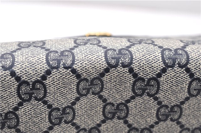Authentic GUCCI Vintage Shoulder Hand Bag Purse GG PVC Leather Navy Blue 0928G