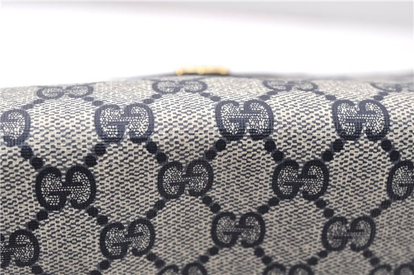 Authentic GUCCI Vintage Shoulder Hand Bag Purse GG PVC Leather Navy Blue 0928G