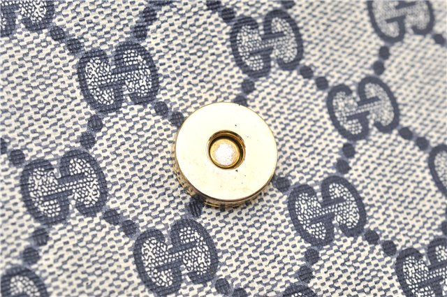 Authentic GUCCI Vintage Shoulder Hand Bag Purse GG PVC Leather Navy Blue 0928G