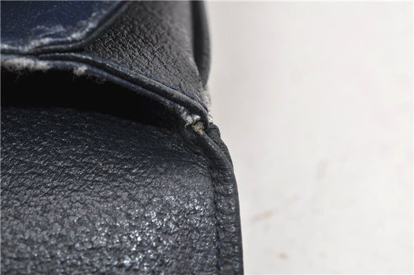 Authentic GUCCI Vintage Shoulder Hand Bag Purse GG PVC Leather Navy Blue 0928G