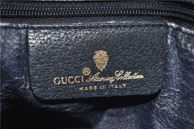 Authentic GUCCI Vintage Shoulder Hand Bag Purse GG PVC Leather Navy Blue 0928G