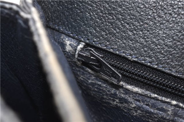 Authentic GUCCI Vintage Shoulder Hand Bag Purse GG PVC Leather Navy Blue 0928G