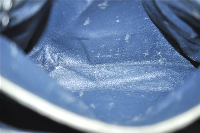 Authentic GUCCI Vintage Shoulder Hand Bag Purse GG PVC Leather Navy Blue 0928G