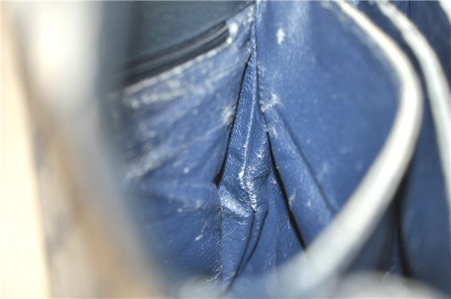 Authentic GUCCI Vintage Shoulder Hand Bag Purse GG PVC Leather Navy Blue 0928G