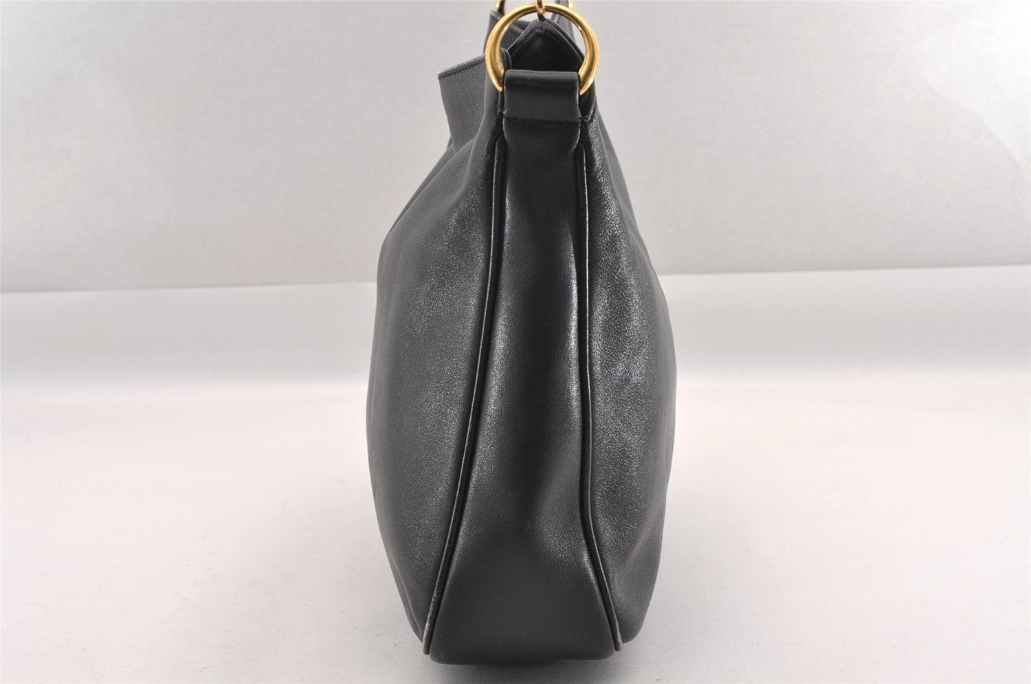 Authentic GUCCI Bamboo 2way Hand Shoulder Bag Purse Leather Black Junk 0930I