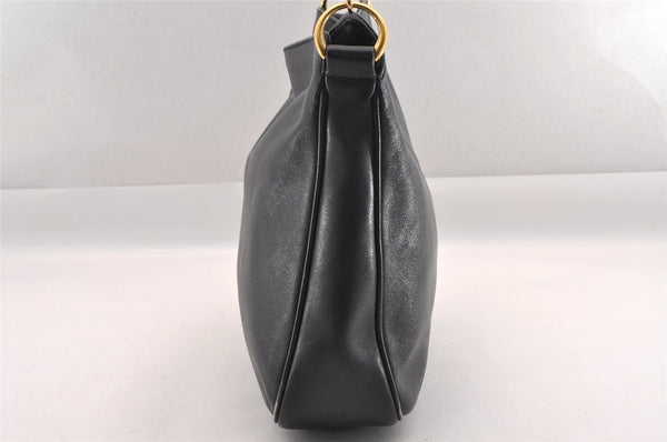 Authentic GUCCI Bamboo 2way Hand Shoulder Bag Purse Leather Black Junk 0930I