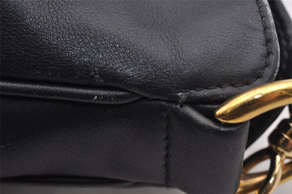 Authentic GUCCI Bamboo 2way Hand Shoulder Bag Purse Leather Black Junk 0930I