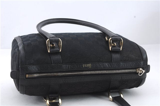 Authentic GUCCI Abbey Hand Boston Bag GG Canvas Leather 130942 Black 0931D