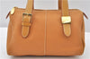 Authentic Burberrys Vintage Leather Hand Boston Bag Purse Brown 0931G