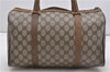 Authentic GUCCI Web Sherry Line Hand Boston Bag GG PVC Leather Brown 0932G