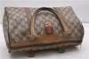 Authentic GUCCI Web Sherry Line Hand Boston Bag GG PVC Leather Brown 0932G