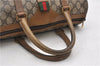 Authentic GUCCI Web Sherry Line Hand Boston Bag GG PVC Leather Brown 0932G