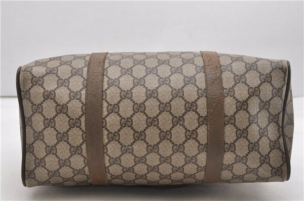 Authentic GUCCI Web Sherry Line Hand Boston Bag GG PVC Leather Brown 0932G