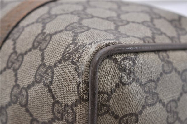 Authentic GUCCI Web Sherry Line Hand Boston Bag GG PVC Leather Brown 0932G